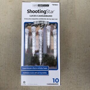 Gemmy Lightshow Shooting Star White LED Icicle Christmas Lights 10 Count Set NEW